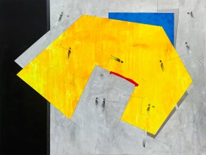 Dorota Kiermasz, Żółte pole z czerwonym budynkiem, 2022