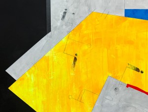 Dorota Kiermasz, Żółte pole z czerwonym budynkiem, 2022
