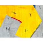 Dorota Kiermasz, Gelbes Feld mit rotem Gebäude, 2022
