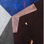 Dorota Kiermasz, Division auf Leinwand mit strukturiertem Dreieck und Kupferpolygon, 2020