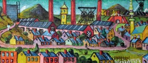 Paweł WRÓBEL (1913 - 1984), „Pejzaż z miasteczkiem i kopalnią”, 1983