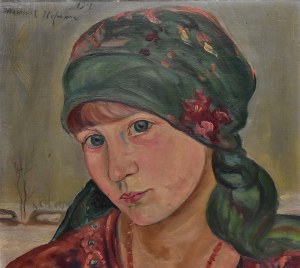 Wlastimil HOFMAN (1881-1970), „Portret dziewczyny w zielonej chustce”, 1927