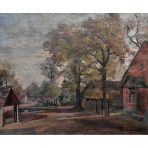 Ignacy PIEÑKOWSKI (1877-1948), Landscape with rural buildings.