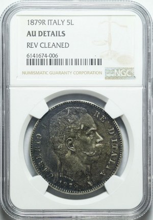 Italy, Umberto I, 5 lire 1879 R, Rome