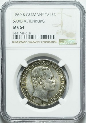 Germany, Saxony-Altenburg, Ernest, Thaler 1869 B, Hanover, minted