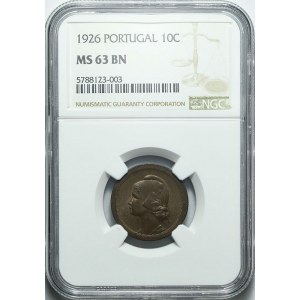 Portugalia, 10 centavo 1926, mennicze