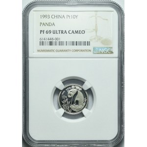 Chiny, 10 yuanów 1993, Panda, platyna, rzadkie