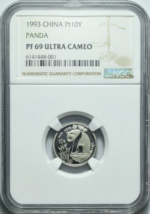 China, 10 yuan 1993, Panda, platinum, rare