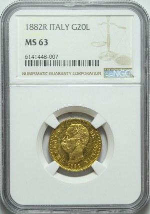 Italy, Umberto I, 20 lire 1882 R, Rome, minted
