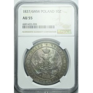 Królestwo Polskie, Mikołaj I, 1 1/2 rubla = 10 złotych 1837/6 MW, nienotowane