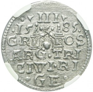 Stefan Batory, Trojak 1585, Riga, teardrop epaulettes, minted