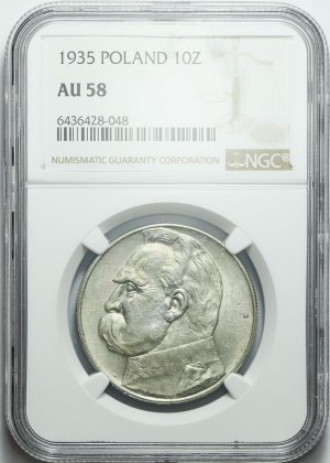 10 zlotých 1935, Piłsudski, velmi pěkný