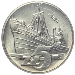 PRÓBA, 5 złotych 1960 Statek Waryński, nikiel, mennicze