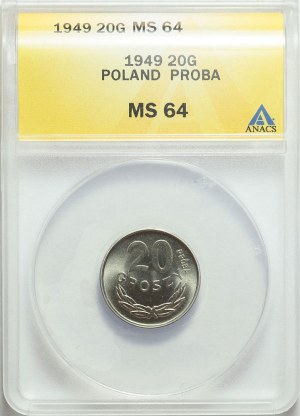SAMPLE, 20 pennies 1949, nickel, minted