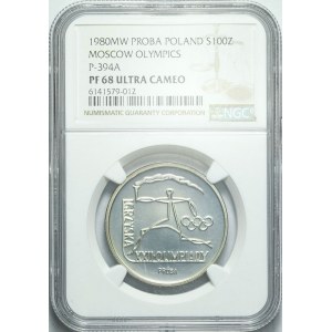 PRÓBA, 100 złotych 1980, Igrzyska Olimpijskie Moskwa, srebro, mennicze
