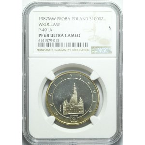 PRÓBA, 1000 złotych 1987 Wrocaw, srebro