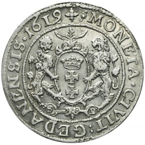 Sigismund III Vasa, Ort 1619 SB, Gdansk, punched from 1618, rare
