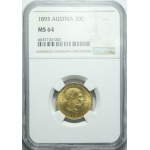 Austria, Franciszek Józef, 20 koron 1893, Wiedeń, piękne