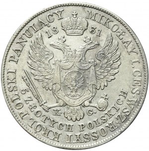 Kingdom of Poland, Nicholas I, 5 zloty 1831 KG, Warsaw, rarer vintage