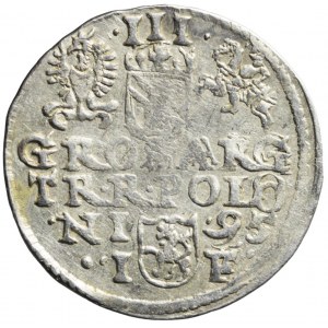 Sigismund III Vasa, Trojak 1595, Olkusz, grate under bust