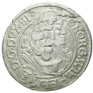 Śląsk, Jerzy Wilhelm, 3 krajcary 1675 CB, Brzeg, rzadki