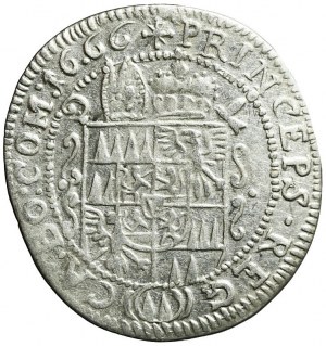 Biskupstwo w Ołomuńcu, Karol II Liechtenstein, 3 krajcary 1666, Ołomuniec