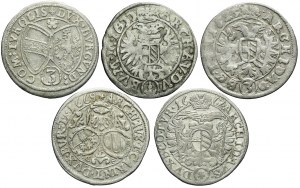 Austria, Set of five coins 3 krajcars, different reigns and mints