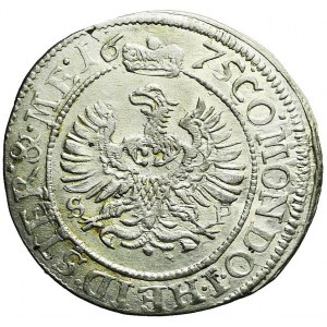 Śląsk, Księstwo Oleśnickie, Sylwiusz Fryderyk, 3 krajcary 1675 SP, Oleśnica, piękne