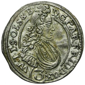 Śląsk, Księstwo Oleśnickie, Karol Fryderyk, 3 Krajcary 1708 CVL, Oleśnica, rzadkie
