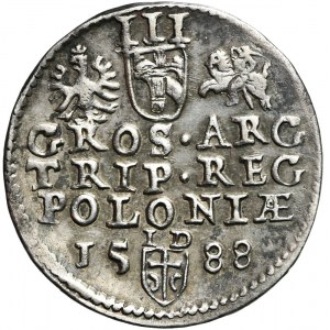 Zygmunt III Waza, Trojak 1588, Olkusz, duża głowa, rzadki