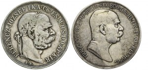 Austria, Franz Joseph, Set of two coins: 5 crowns 1900 + 5 crowns 1908