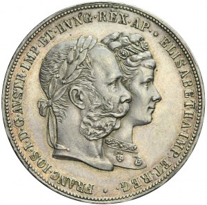 Austria, Franz Joseph, 2 guilders 1879, Silver Wedding