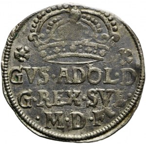 Gustav II Adolf, Elbląg 1628 penny, very rare