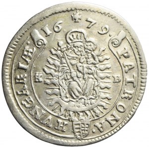 Hungary, Leopold I, 15 krajcars 1679 KB, Kremnica, very nice