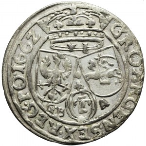 Jan II Kazimierz, Szóstak 1662 GBA, Lwów, błąd w legendzie awersu: RES zamiast REX