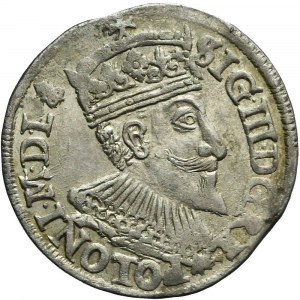 Sigismund III Vasa, Trojak 1594, Olkusz, three-legged arrow behind crown, rarer