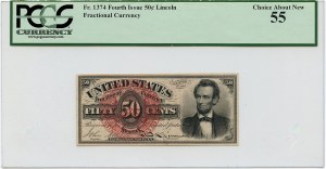USA, United States, 50 cent 1863 Lincoln, fourth issue, Fractional Currency, nice