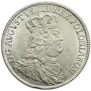 August III Sas, Dwuzłotówka 1753 Lipsk, 8 gr pisane, bardzo rzadka i piękna