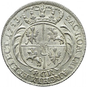 August III Sas, Dwuzłotówka 1753 Lipsk, L pod popiersiem, bardzo rzadka