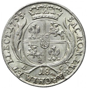 August III Sas, Ort 1755, Lipsk, rzadki typ popiersia