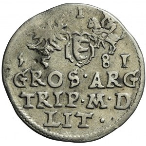 Stefan Batory, Trojak 1581, Wilno, małe popiersie, rzadki