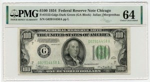 USA, Spojené státy, Green Seal, $100 1934, Julian & Morgenthau