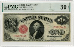 USA, United States, Red Seal, $1 1917, Elliott & Burke