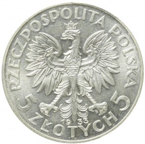 PRÓBA, 5 złotych 1933, Głowa kobiety, srebro
