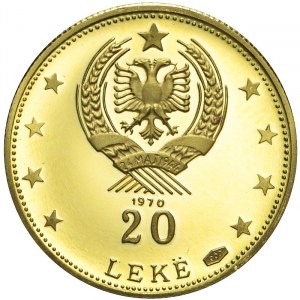 Albania, 20 leke 1970, rzadkie