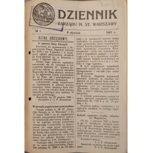 DZIENNIK ZARZĄDU M. ST. WARSZAWY Rok 1921