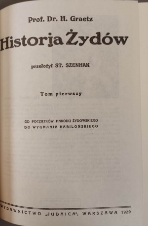 GRAETZ H. - HISTORY OF THE JEWS Reprint Volume I - IX in 3 vols. Reprint of the 1929 edition