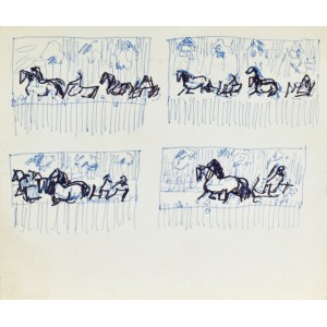Ludwik MACIĄG (1920-2007), Cztery szkice kompozycyjne z motywami koni