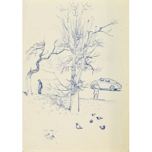 Ludwik MACIĄG (1920-2007), Mestská skica so stromom bez listov