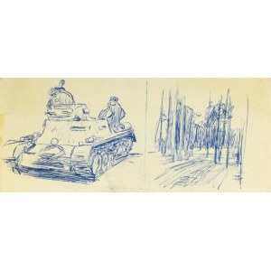 Ludwik MACIĄG (1920-2007), Skizzen eines Panzers und einer Forststraße
